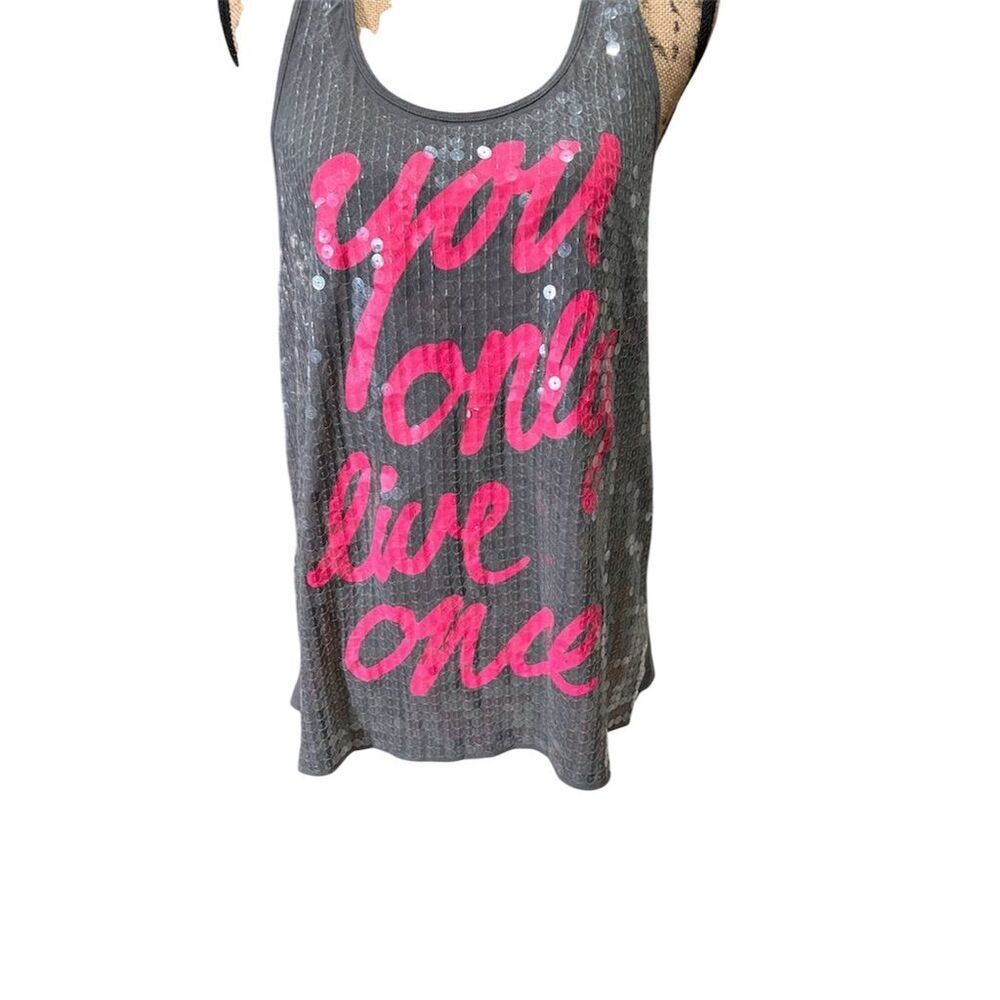 Victoria's Secret PINK Women's Gray Sequin Tank Top Size L - Picture 3 of 8